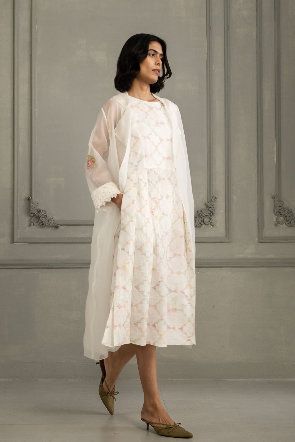 Ivory Organza Jacket Dress