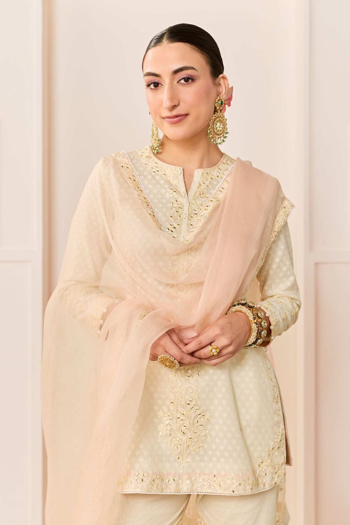 Yasmeen Daisy Ivory Sharara Set