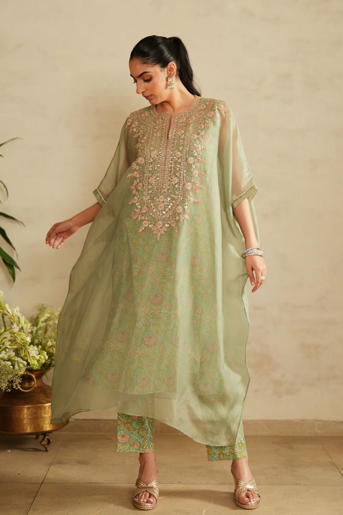 Sea Green Kaftan Set