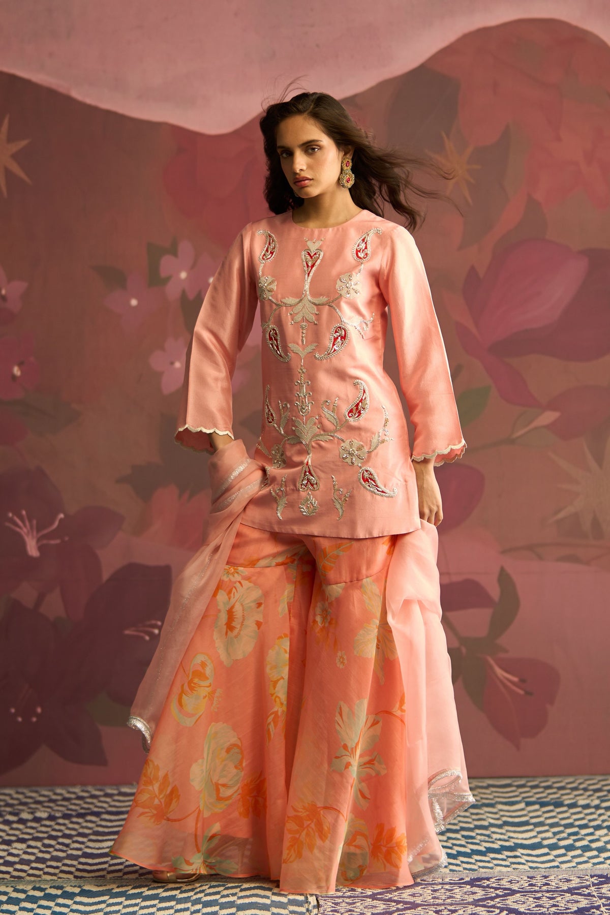 Peach Ember Sharara Set