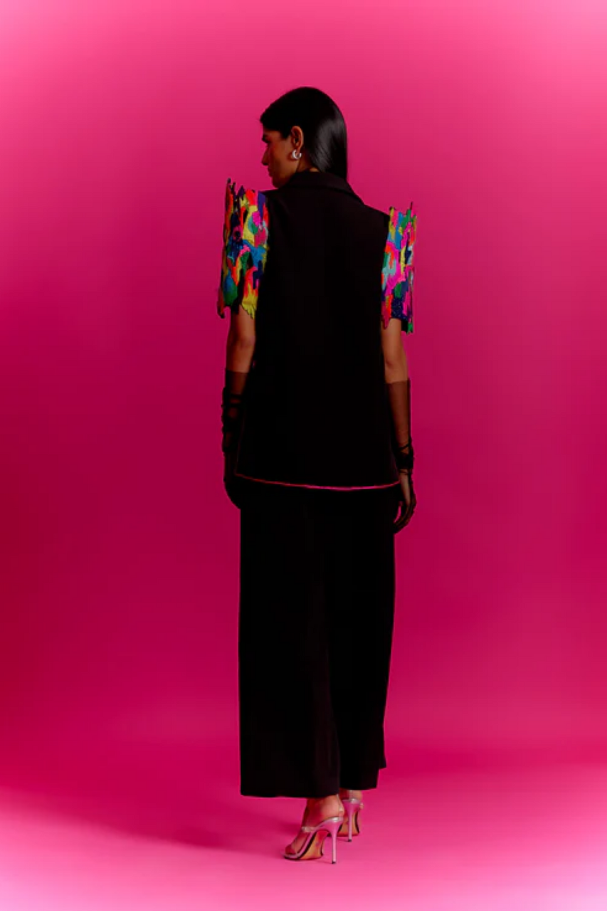 Paint Stain High Low Jacket Set