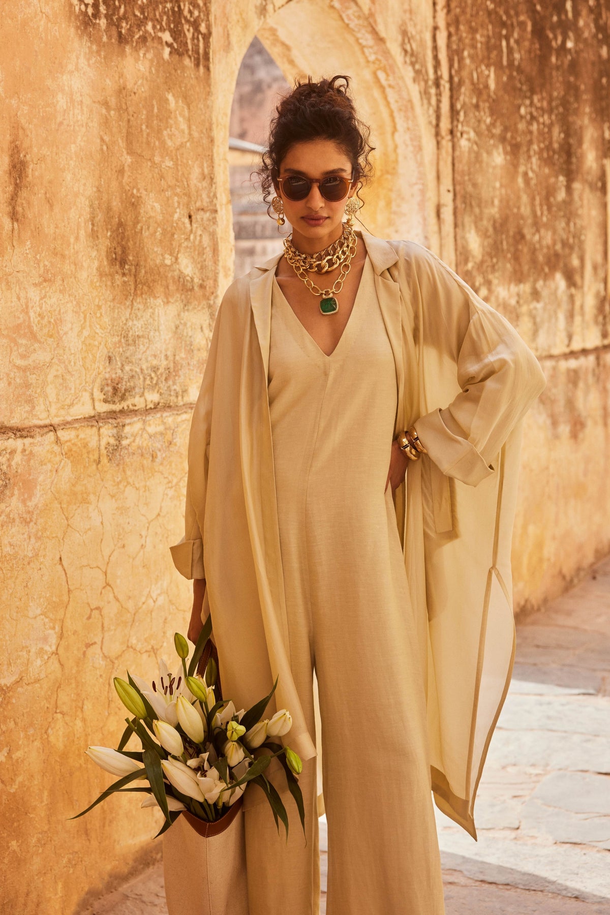 Relaxed Jumpsuit Paired With Jacket