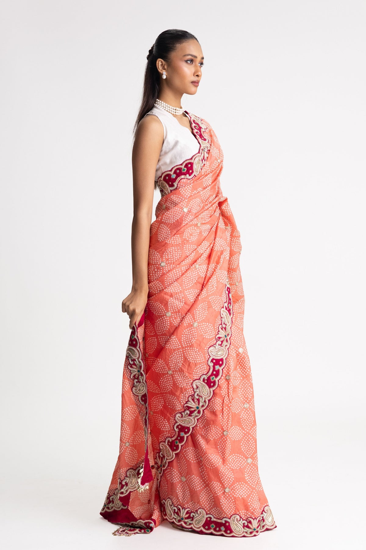 Peach Pearl Saree
