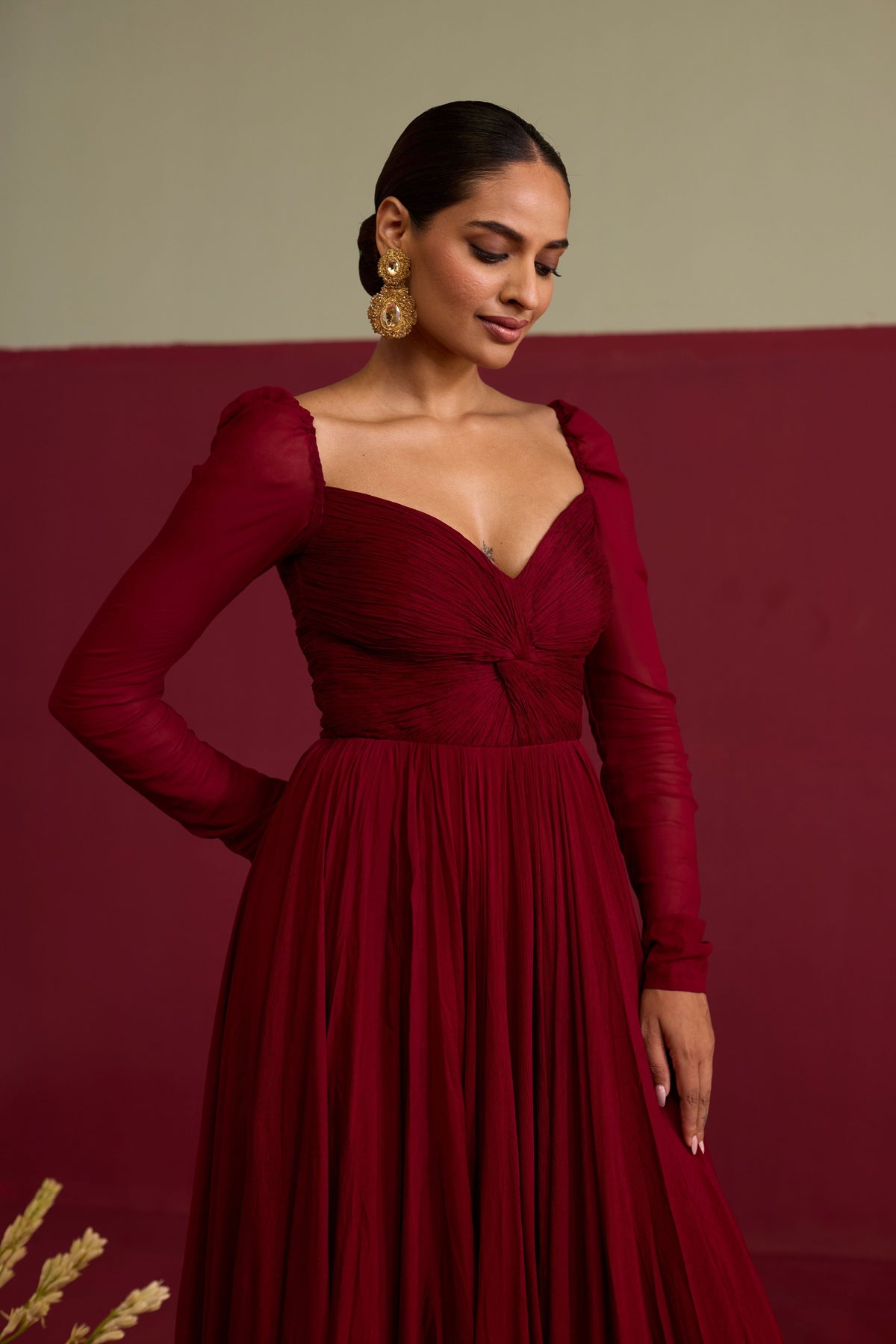 Maroon Chiffon Gown