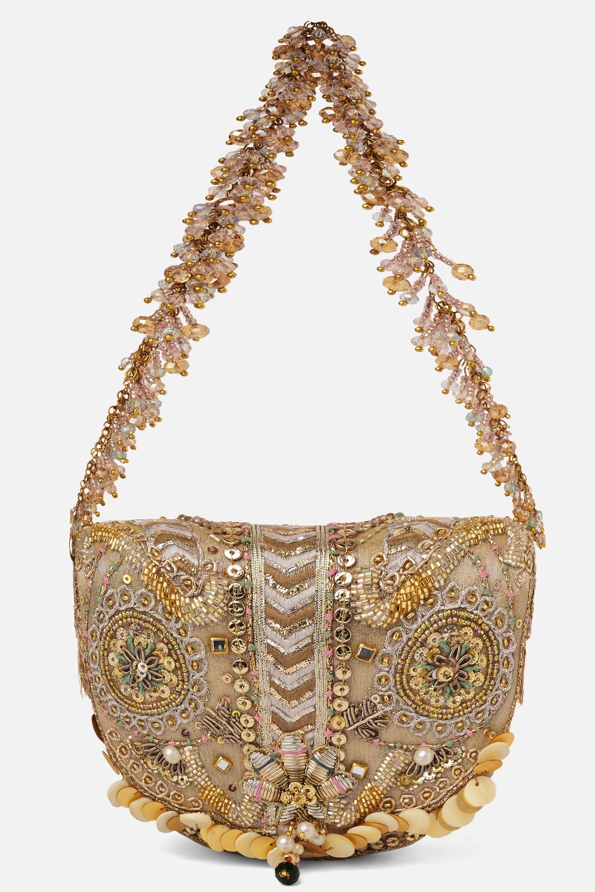 Rangrez Mini Flapover Clutch – Gold Silver