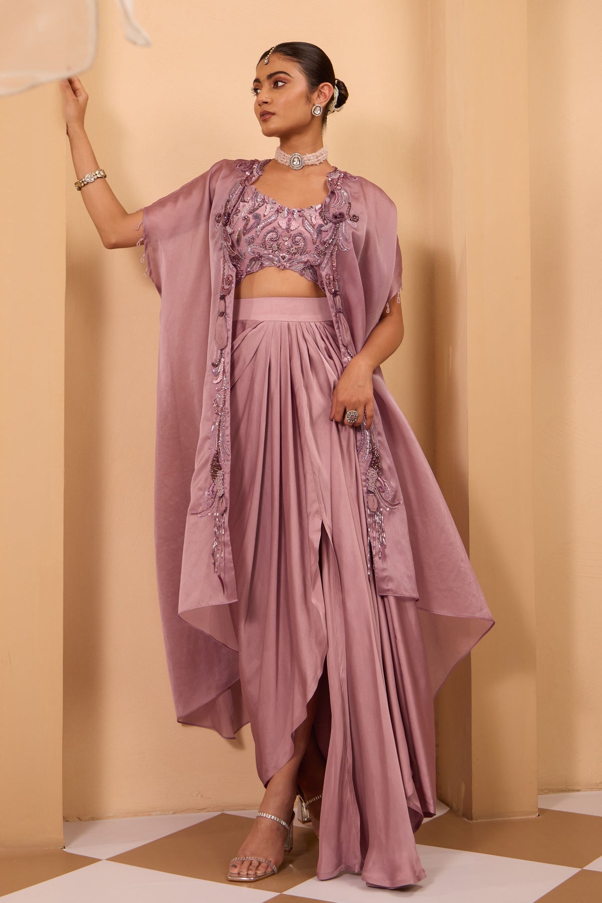 Purple Drape Skirt Set