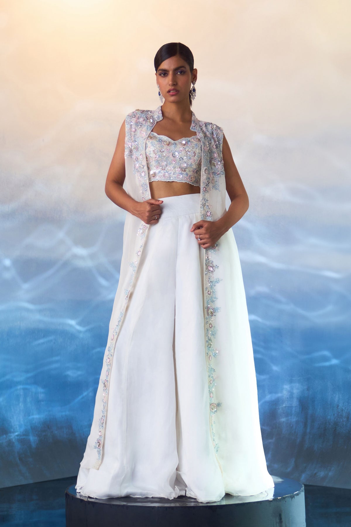 White Embroidered Jacket Set