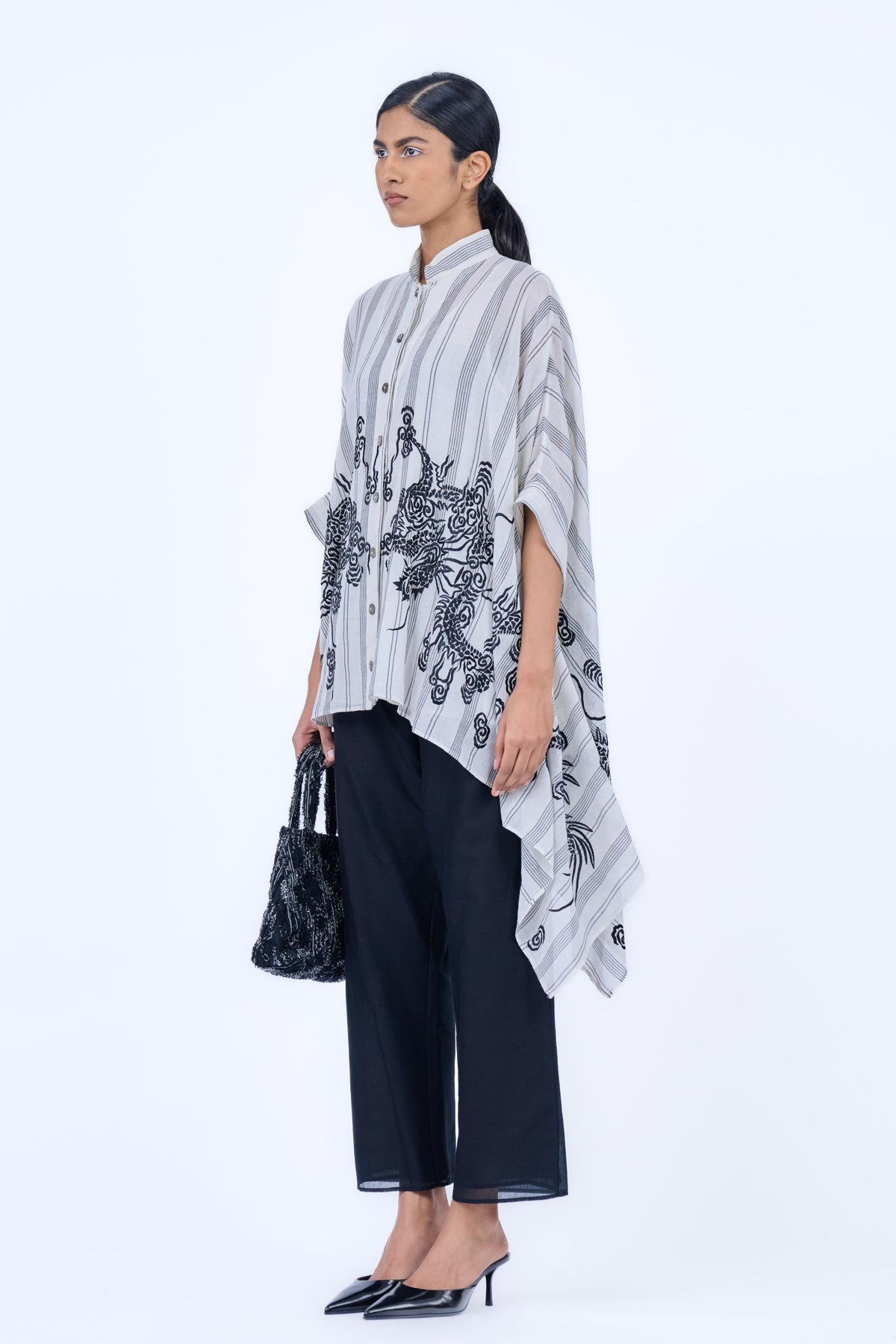 Threadwork Shirt in Ecru