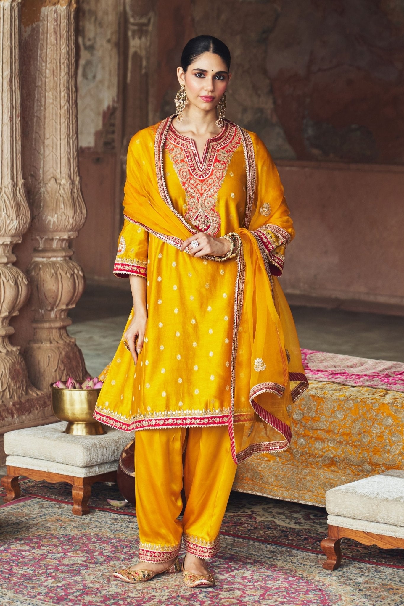 Hafsa Mustard Chauga With Salwar - Sheetal Batra - Elahe