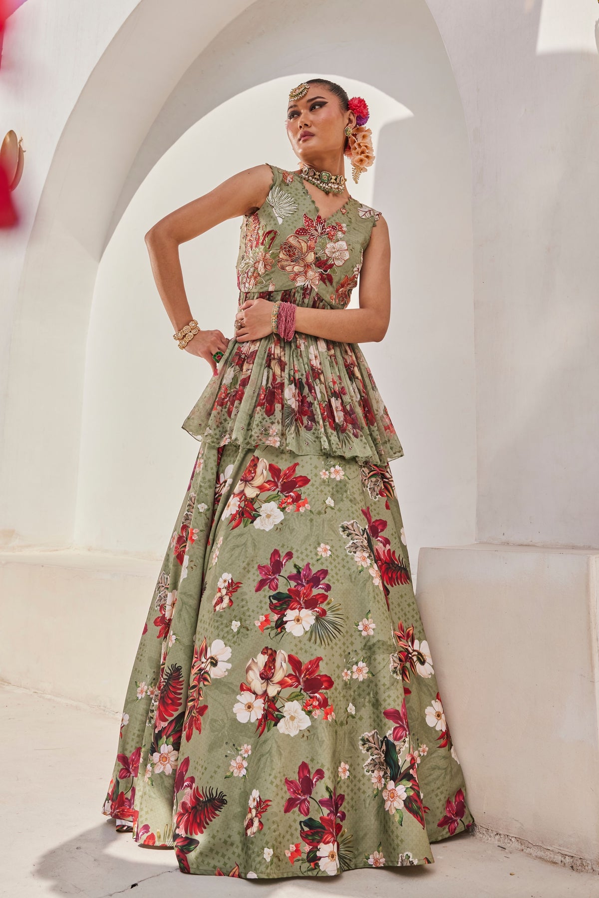 Sufi Peplum Lehenga Set