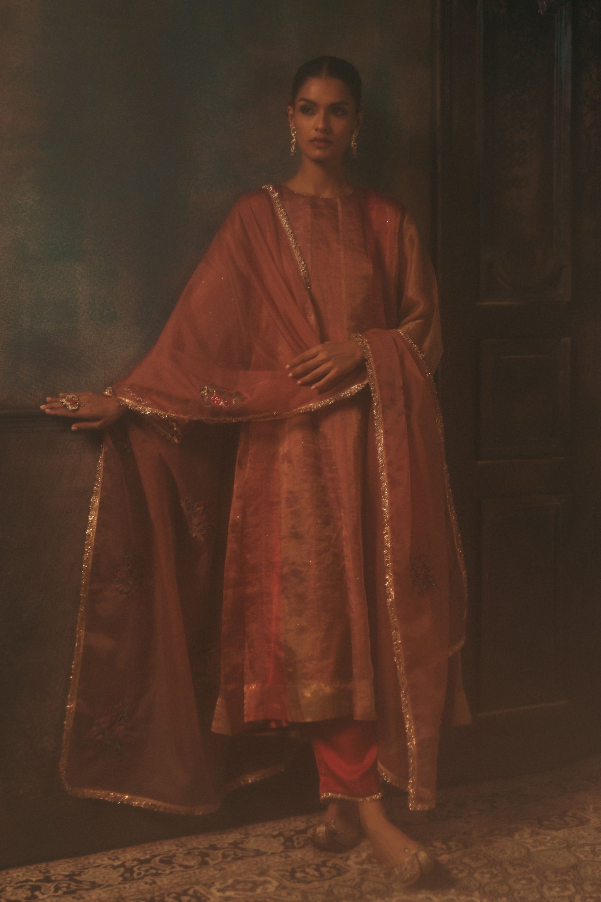 Peach Rimjhim Kurta Set