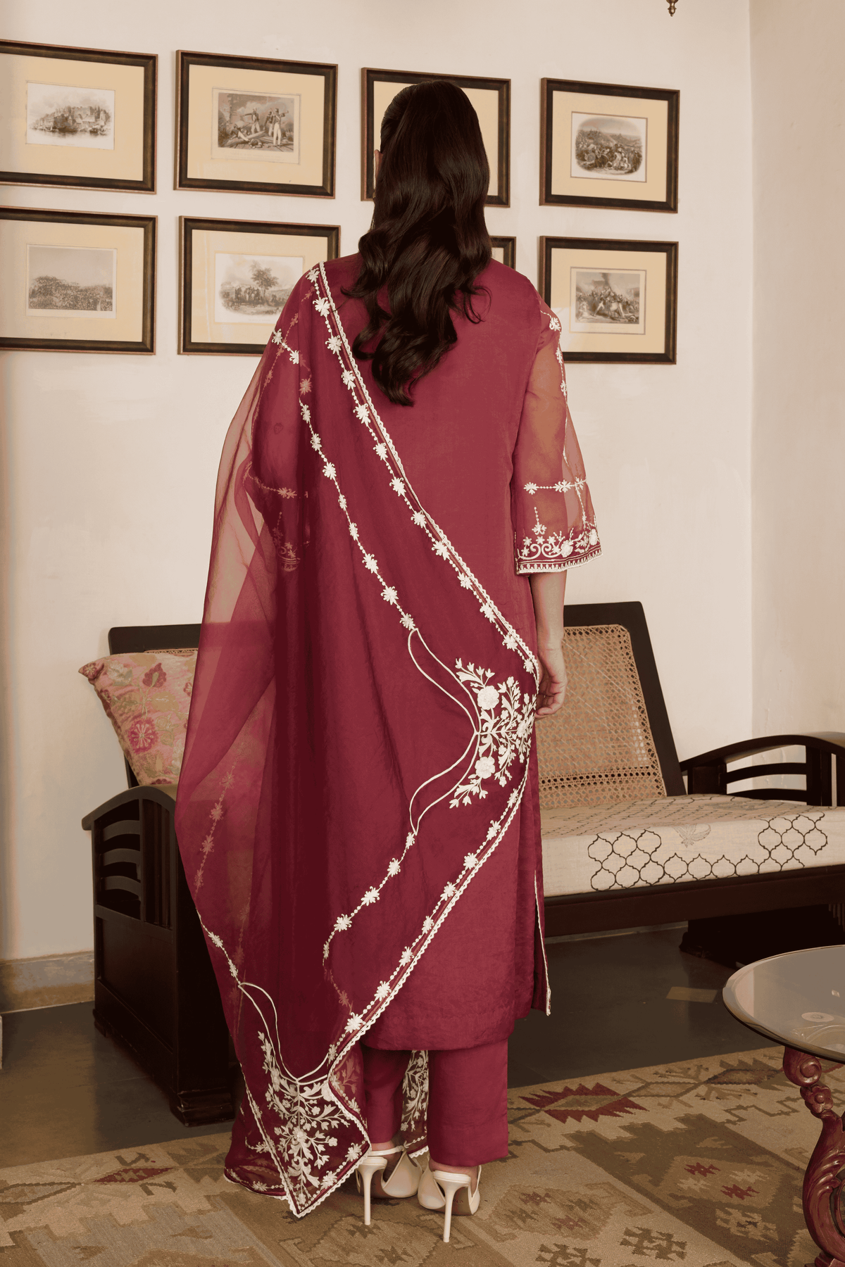 Brown Embroidered Kurta Set