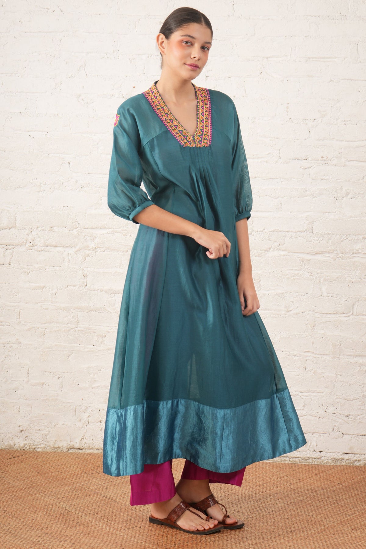 Teal Motif Tunic Set
