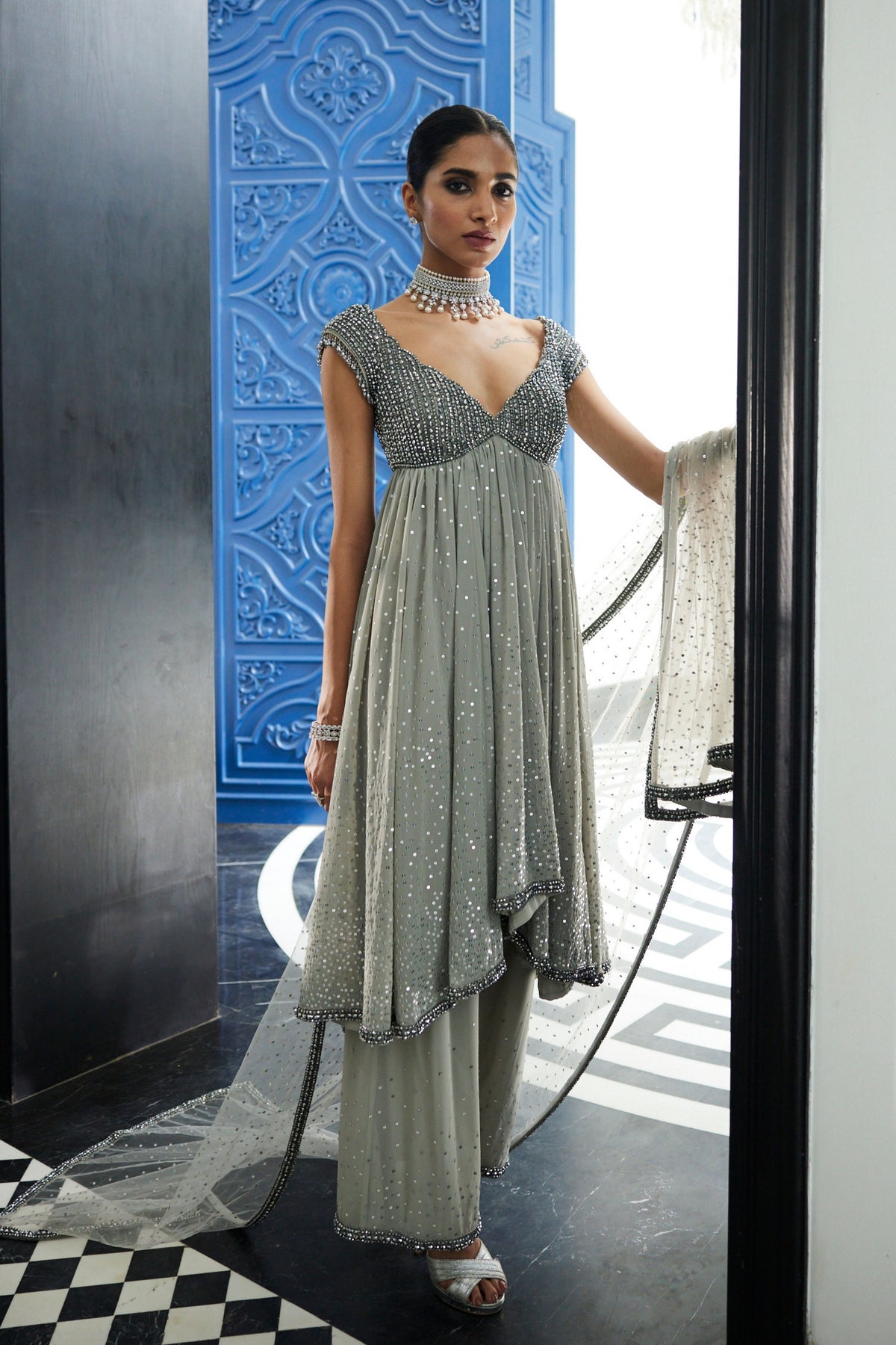 Crystal Grey Kurta Set