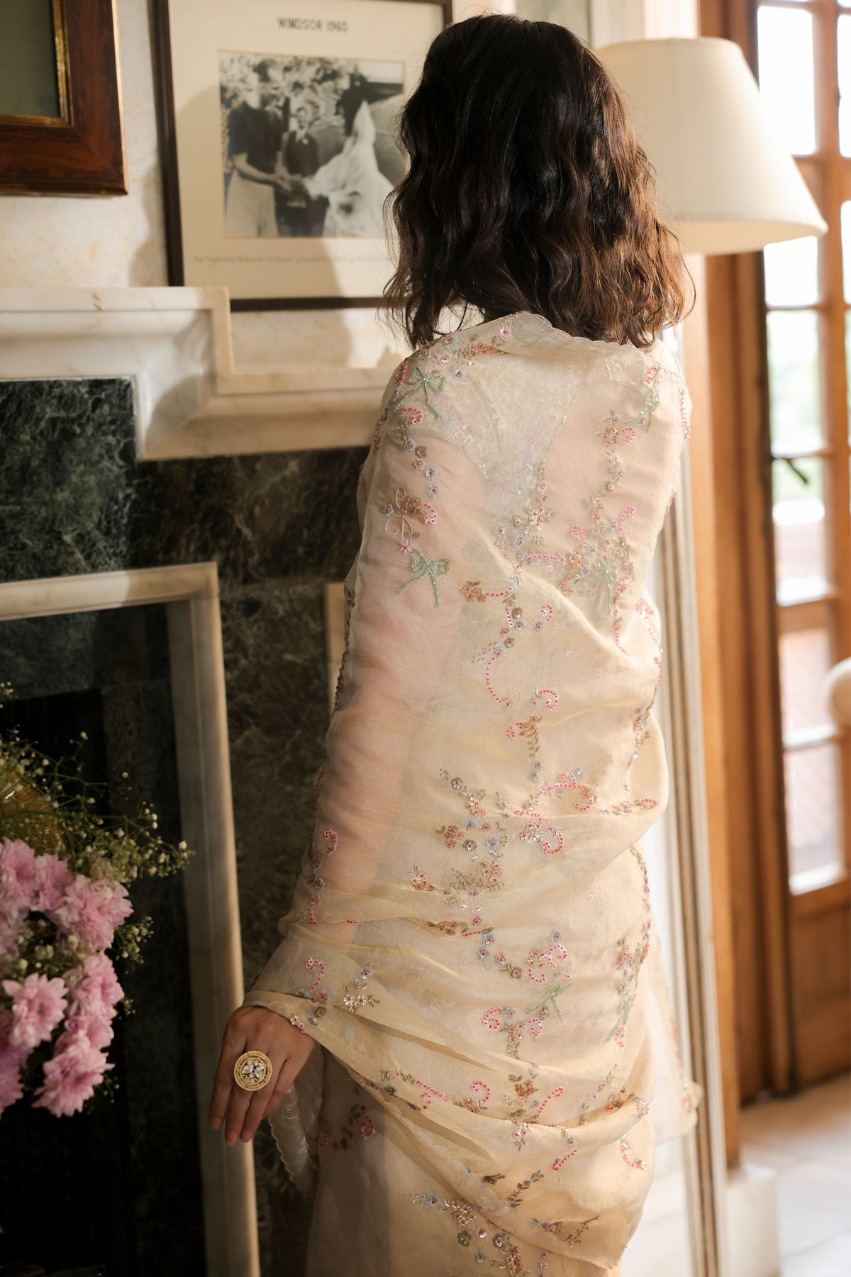 Golden Tissue Saree Set