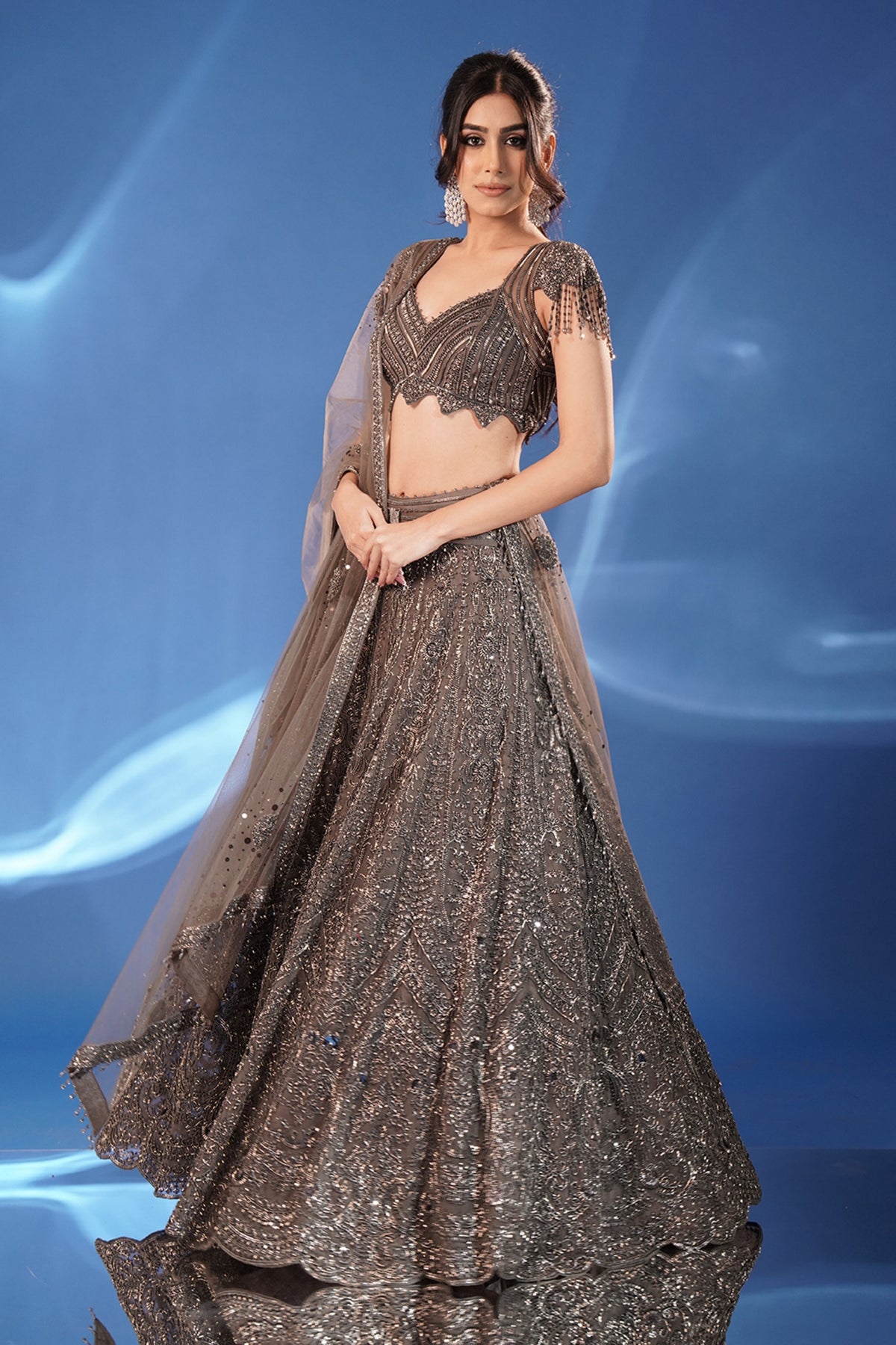 Midnight Grey Lehenga Set