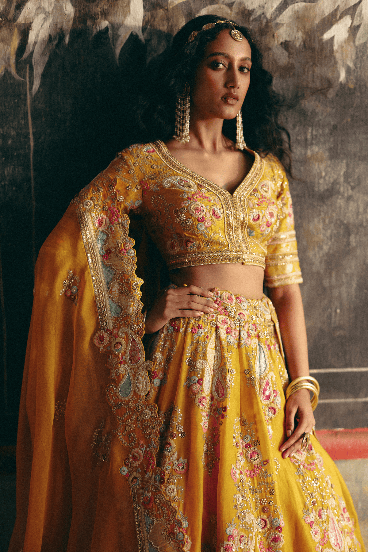 Mustard Lehenga Set