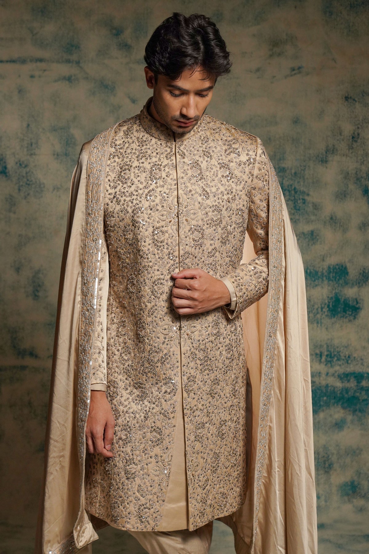 Sand Grey Sherwani Set