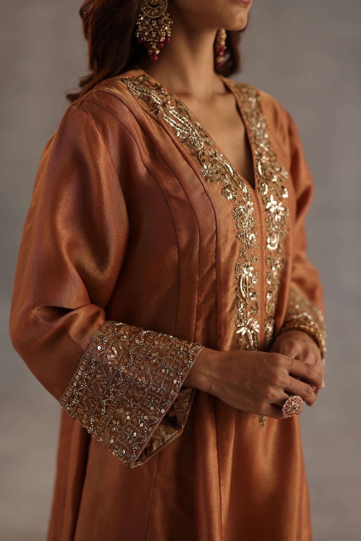 Ahiri Orange Kurta Set