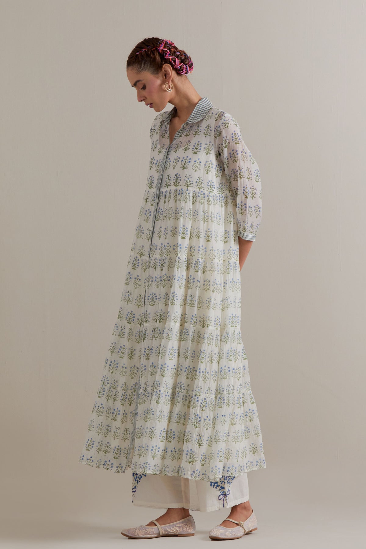 Tiered Booti Kurta Set