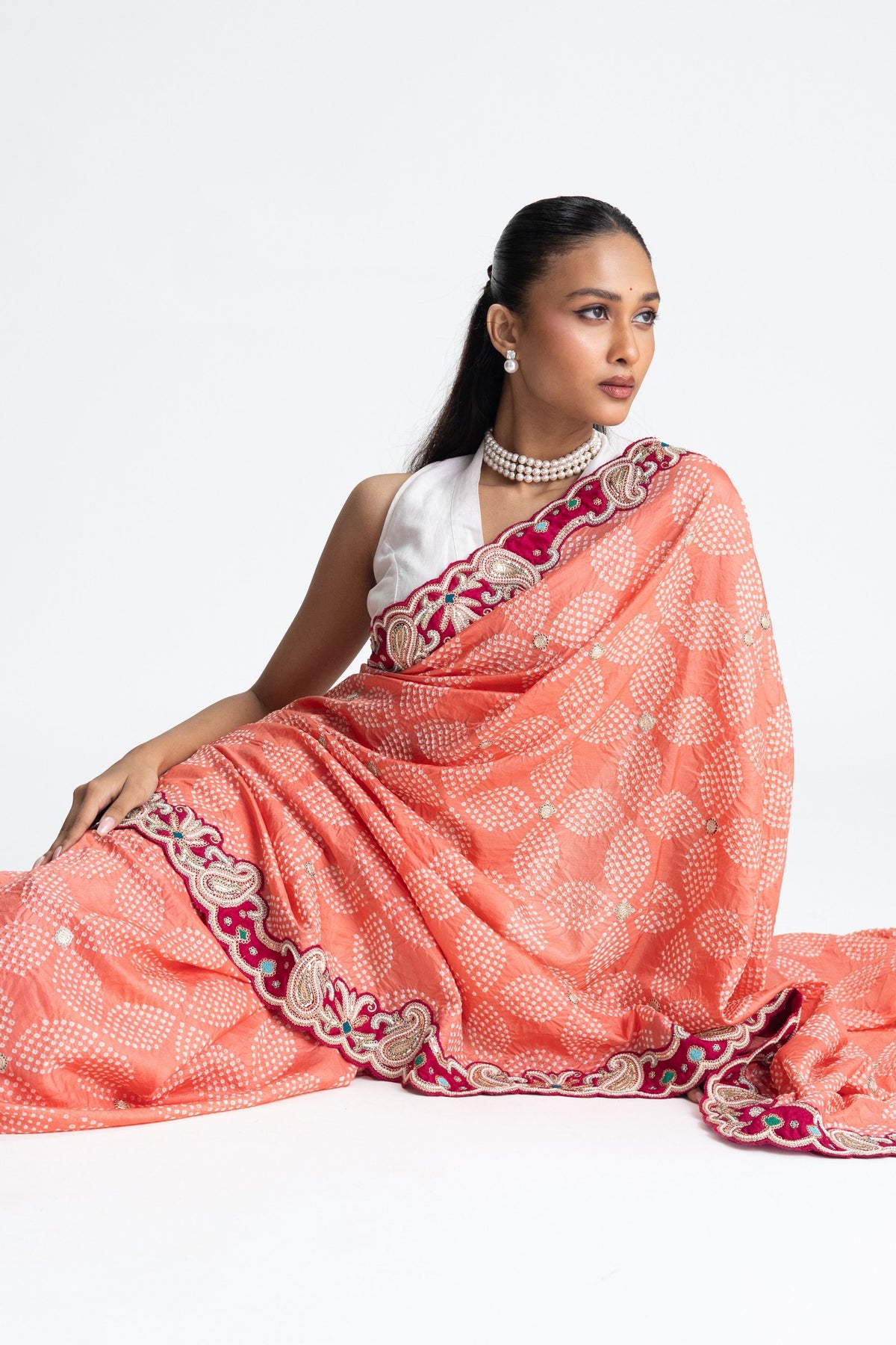 Peach Pearl Saree