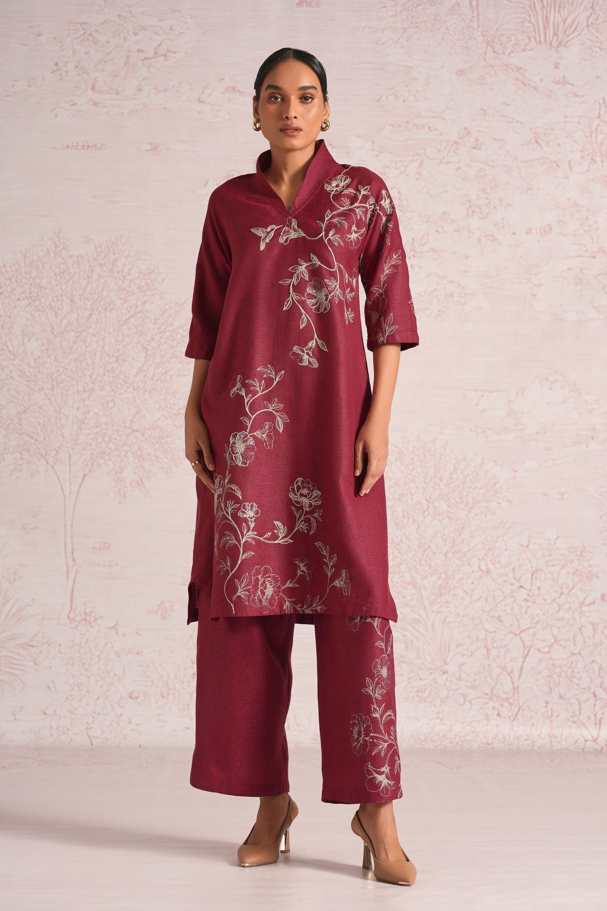 Bloomscape Merlot Kurta Set