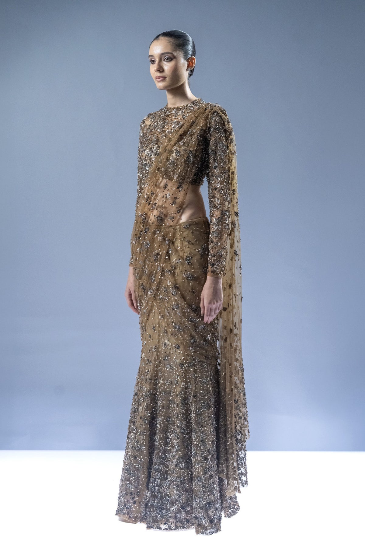 Midnight Ember Drape Saree