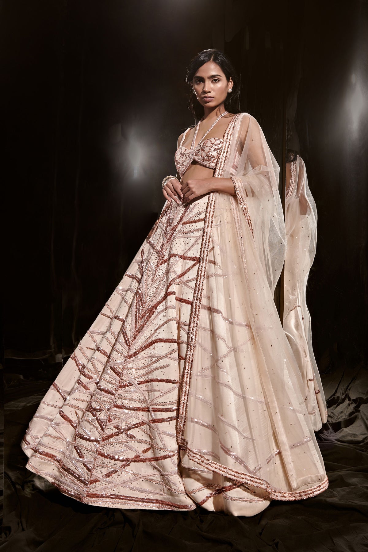 Light Nude Embroidered Lehenga Set