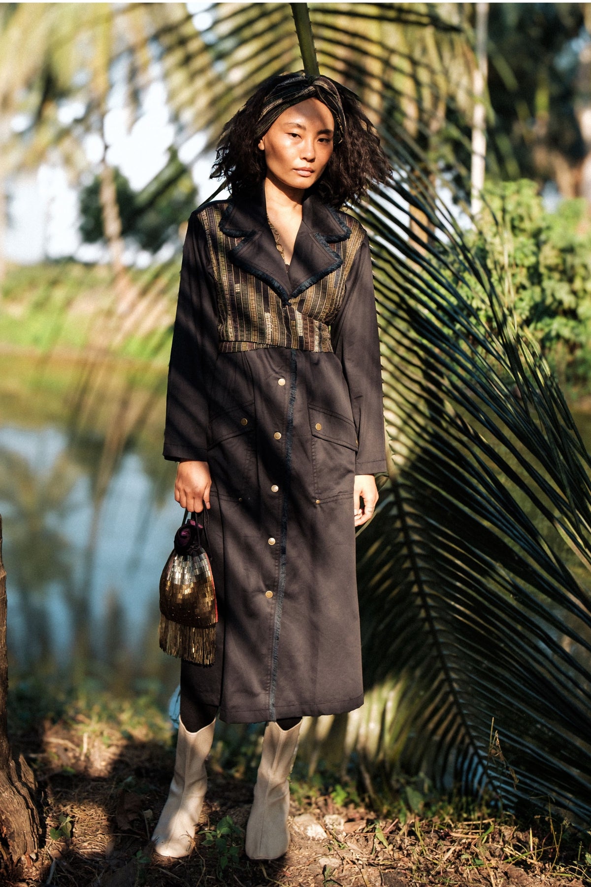 Upcycled Copenhagen Black Green Trench