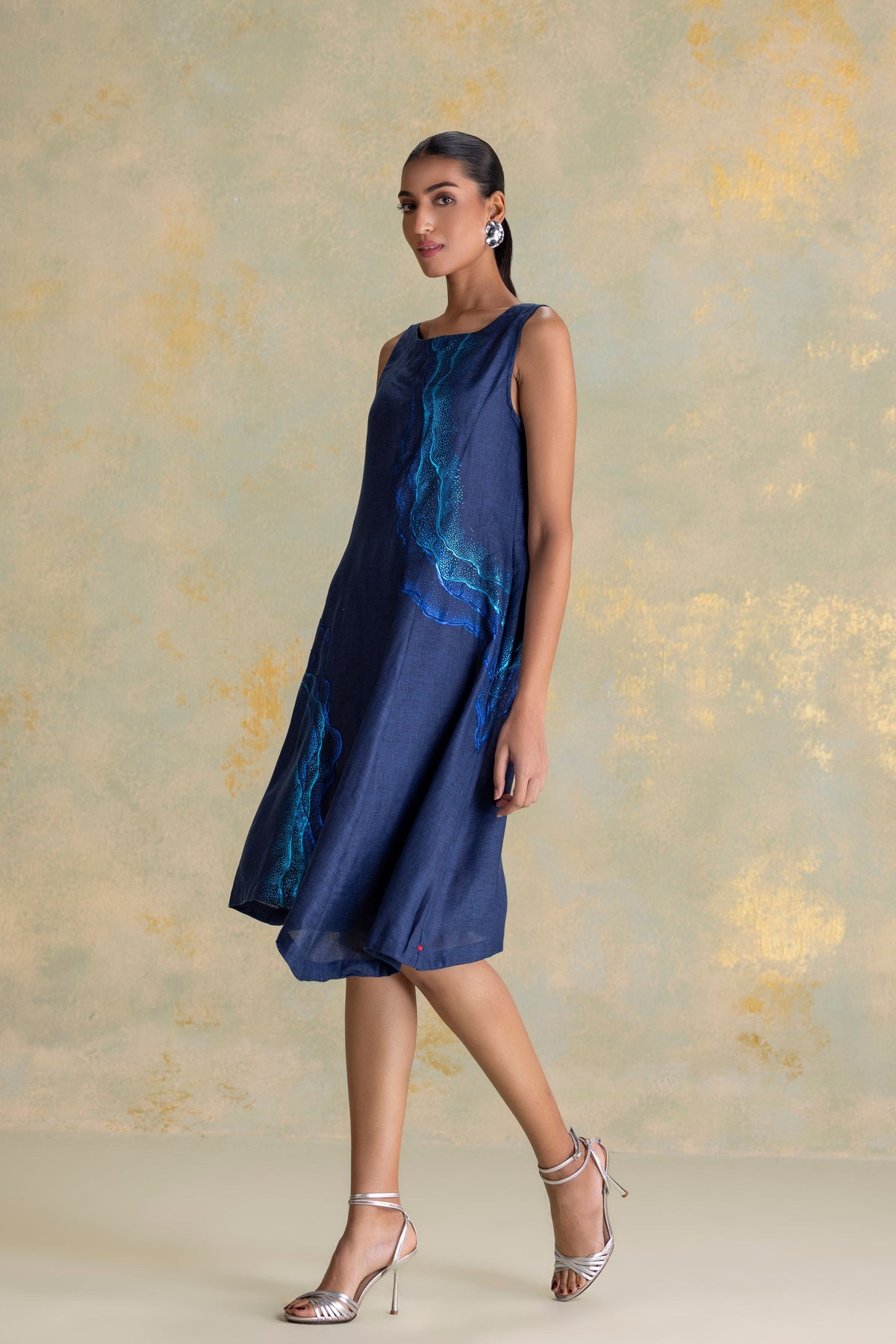 Peacock Veil Navy Celine Dress