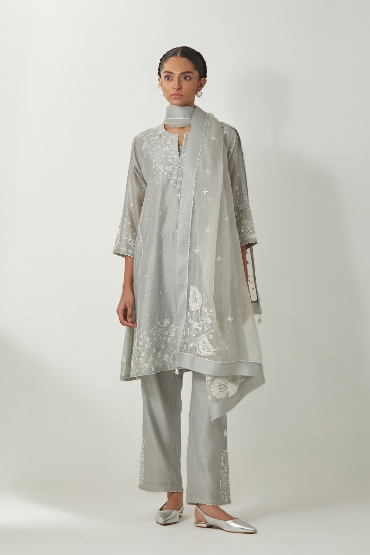 Grey Kalida Short Kurta Set