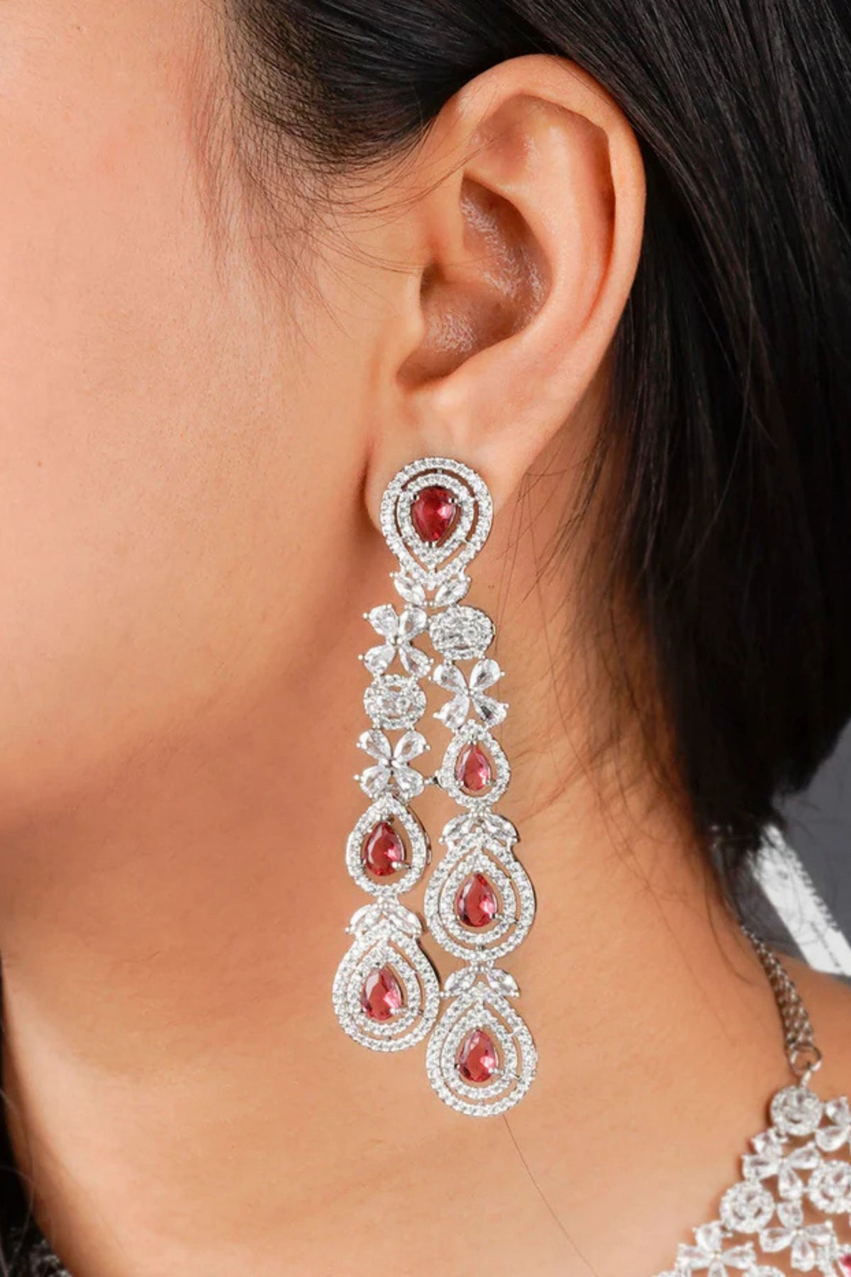 Pink Color Bridal Necklace Set