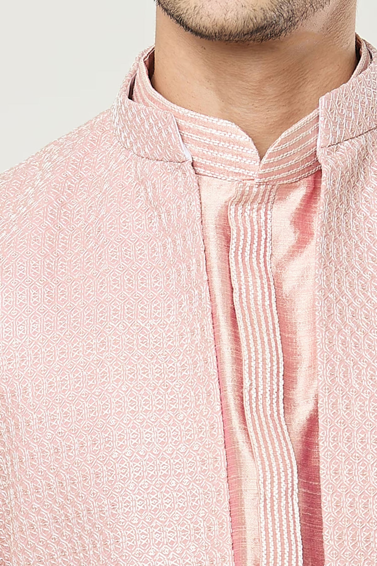 Peach Embroidered jacket Set