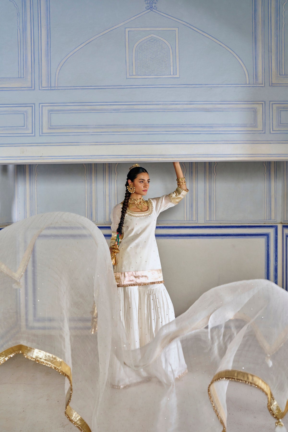 Ivory Straight Sharara Set