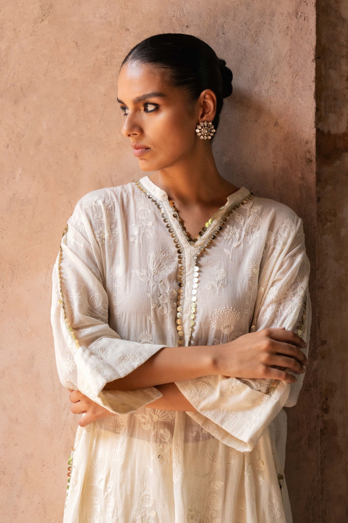 Off White Sunflower Kurta Set