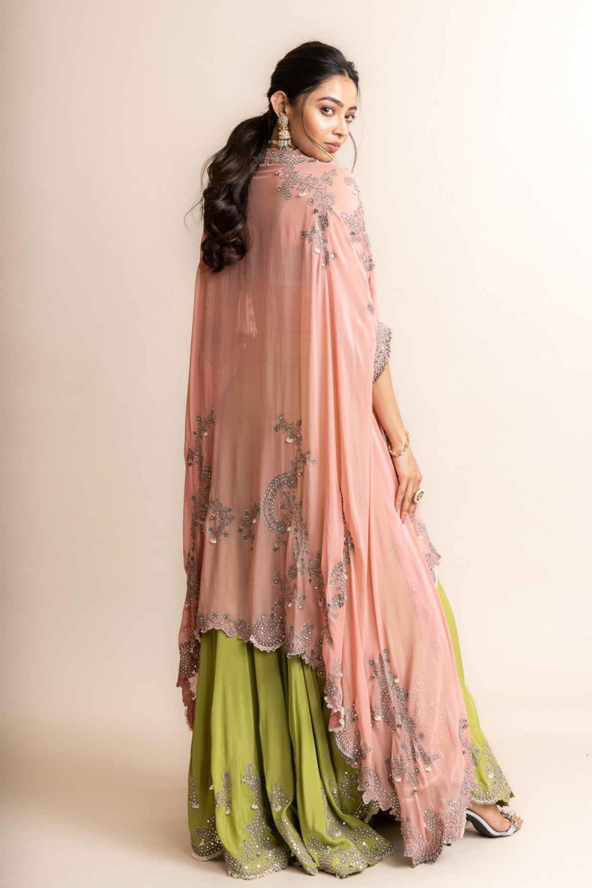 Cape With Circular Pants Set