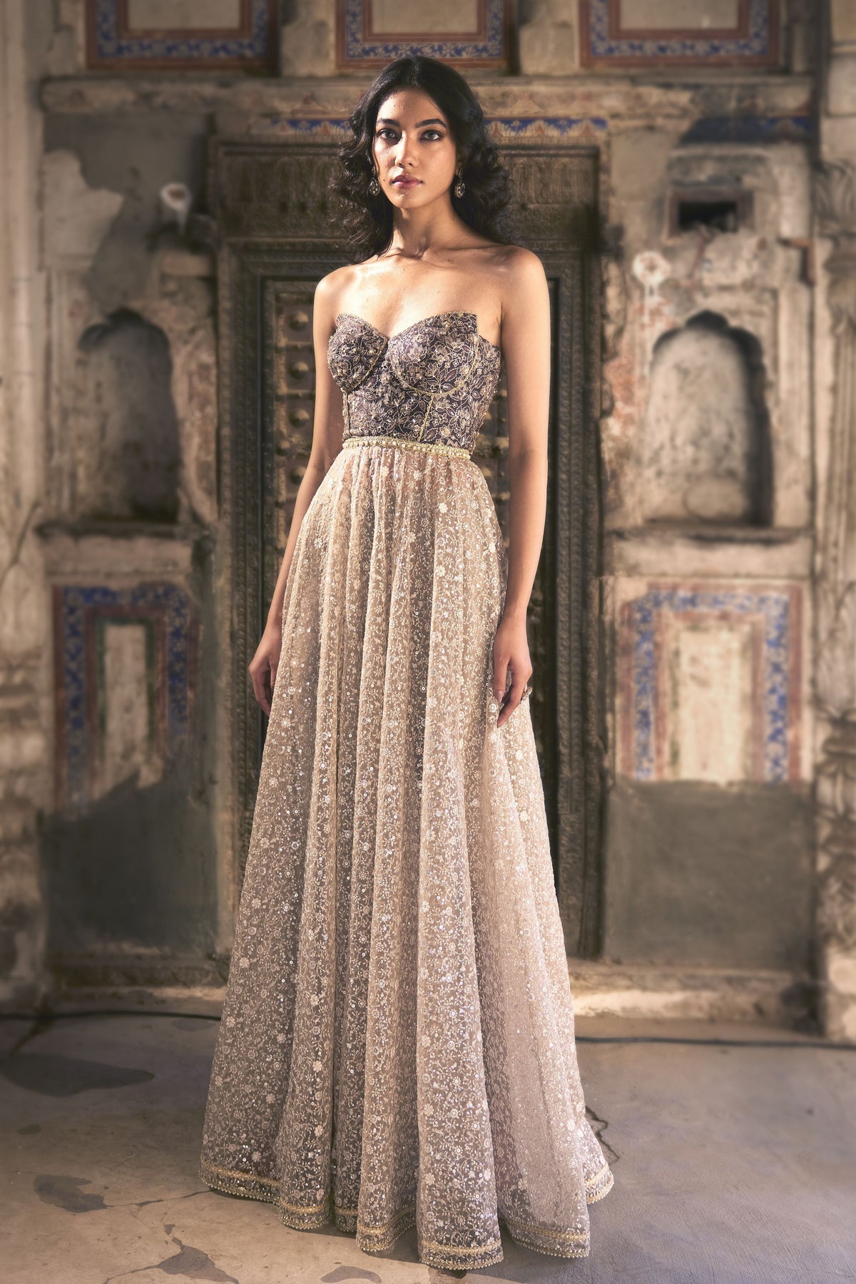 Nisa Taupe Gown Set