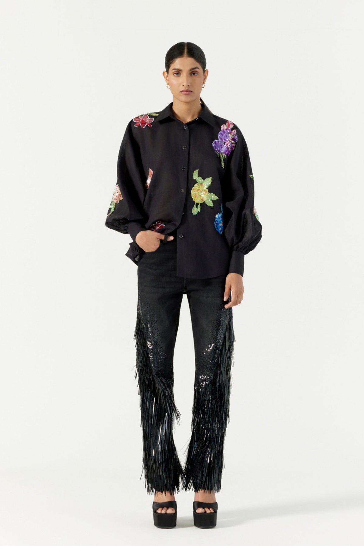 Black Botanical Shirt