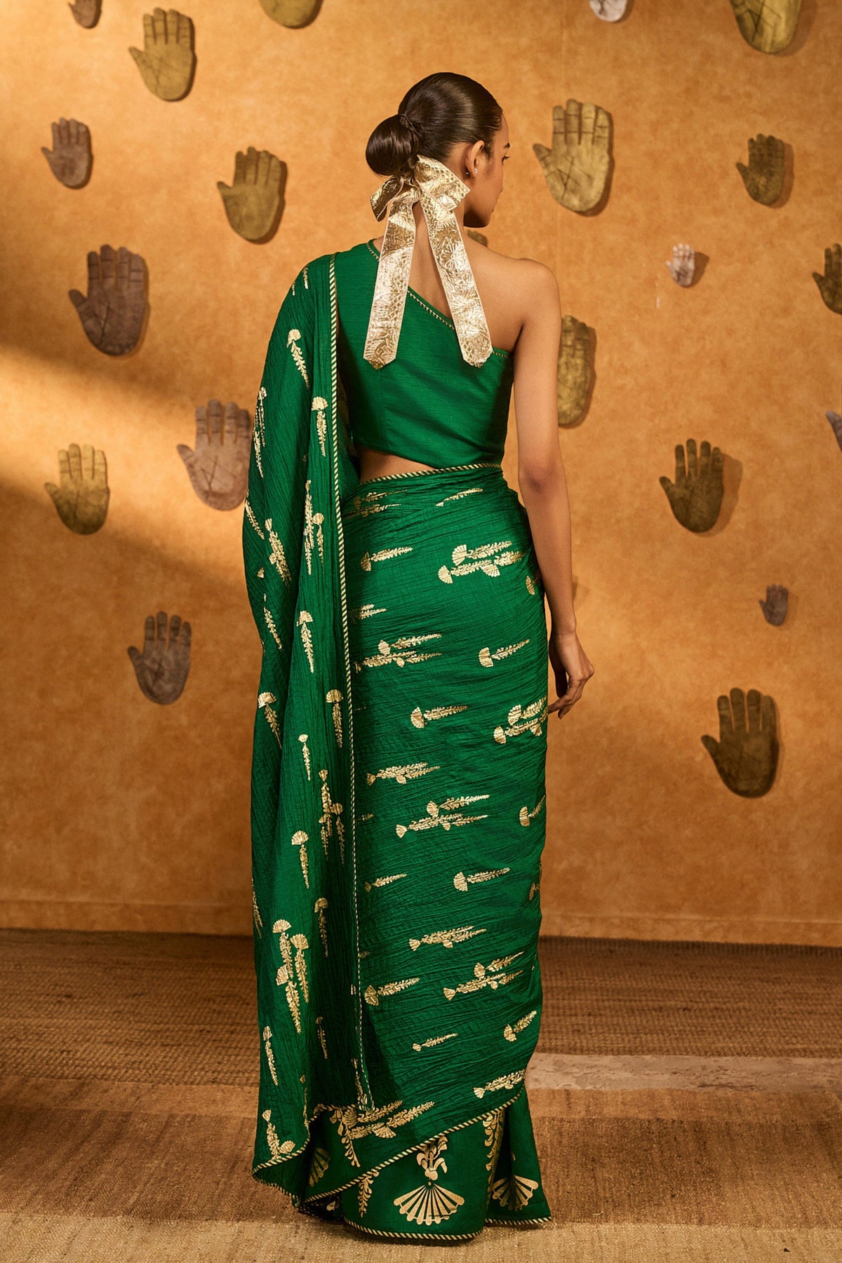 Green Cherry Wine Saree