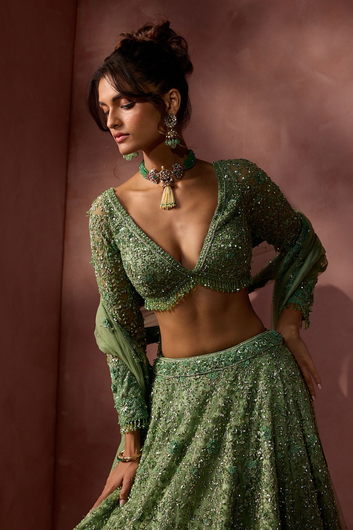 Sage Green Lehenga Set