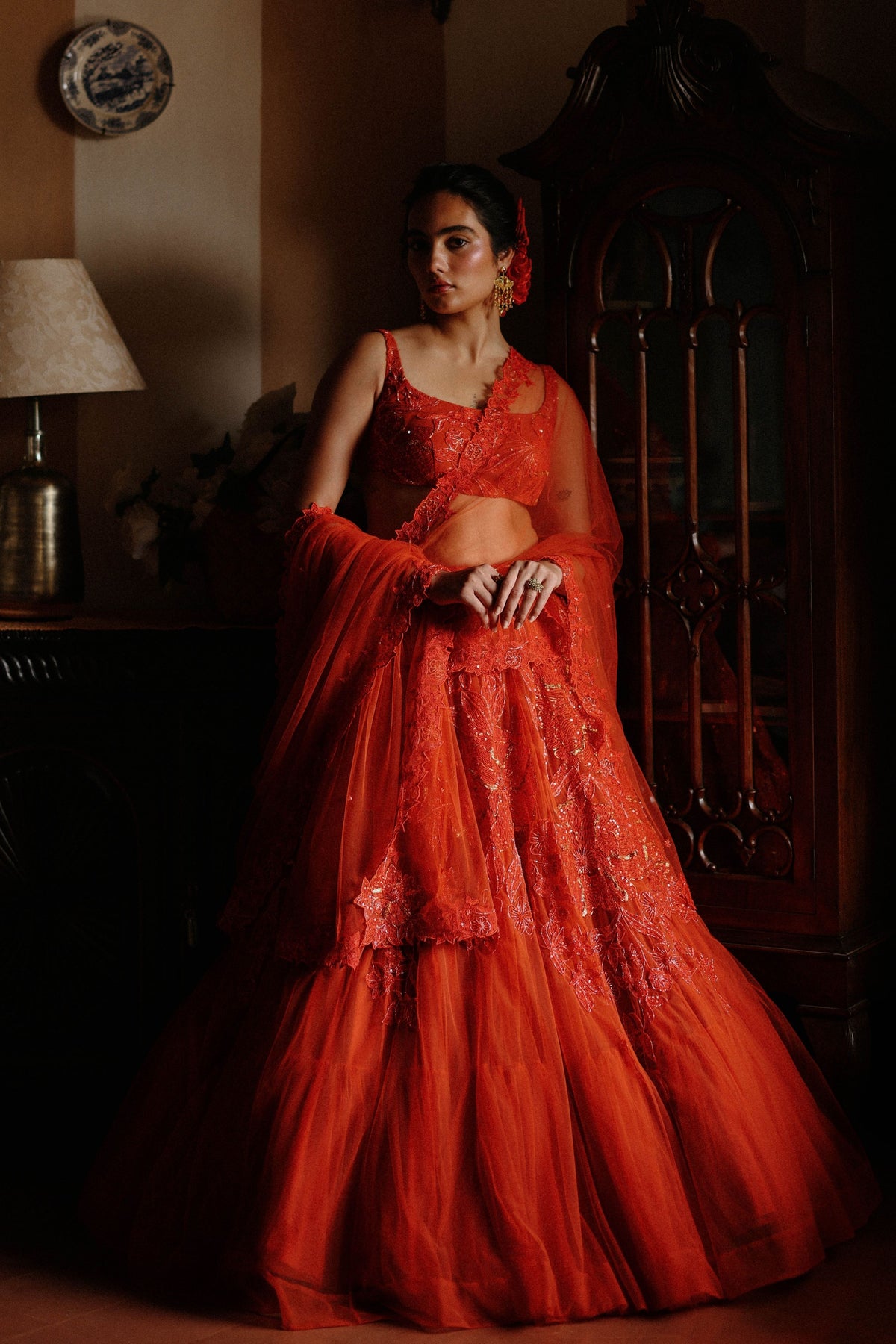 Ginger Orange Lehenga Set