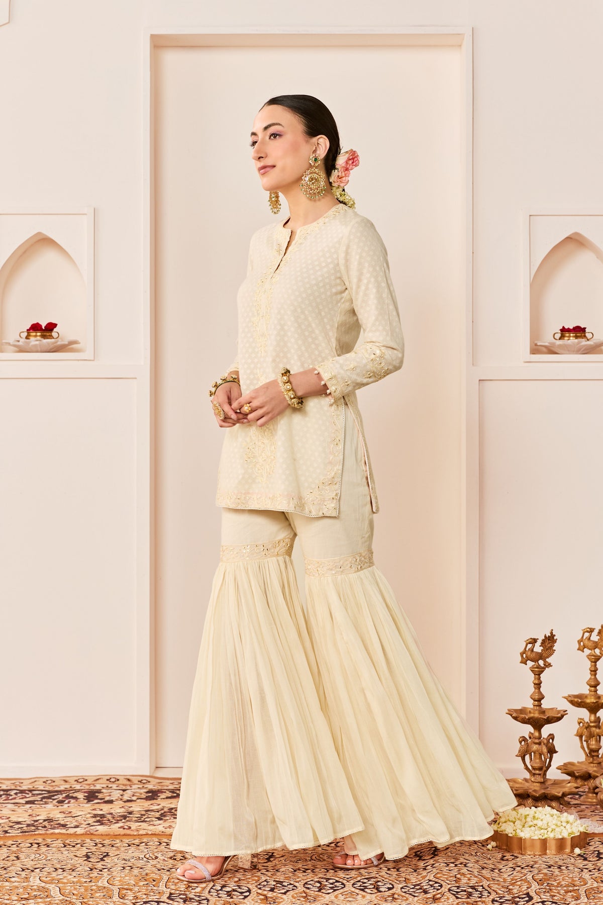 Yasmeen Daisy Ivory Sharara Set