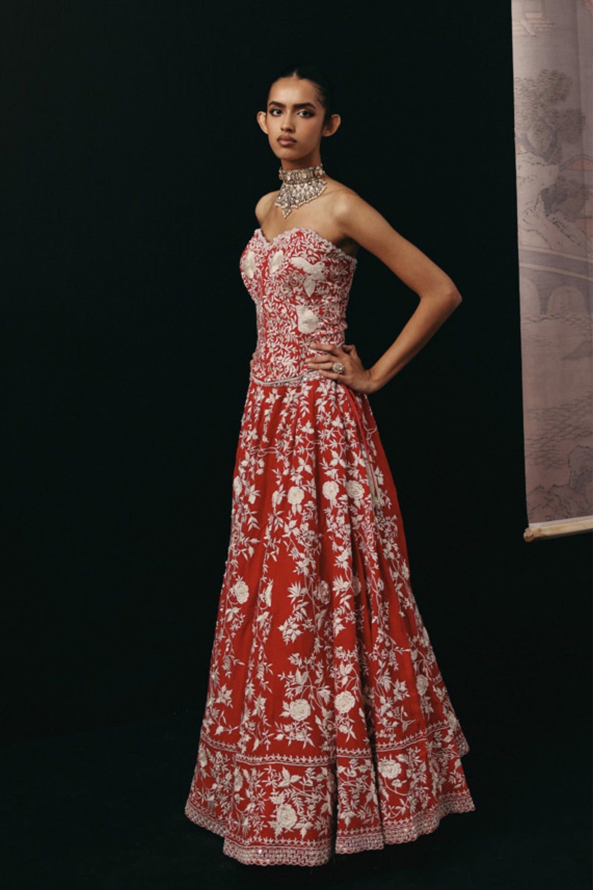 Red Corset Lehenga Set