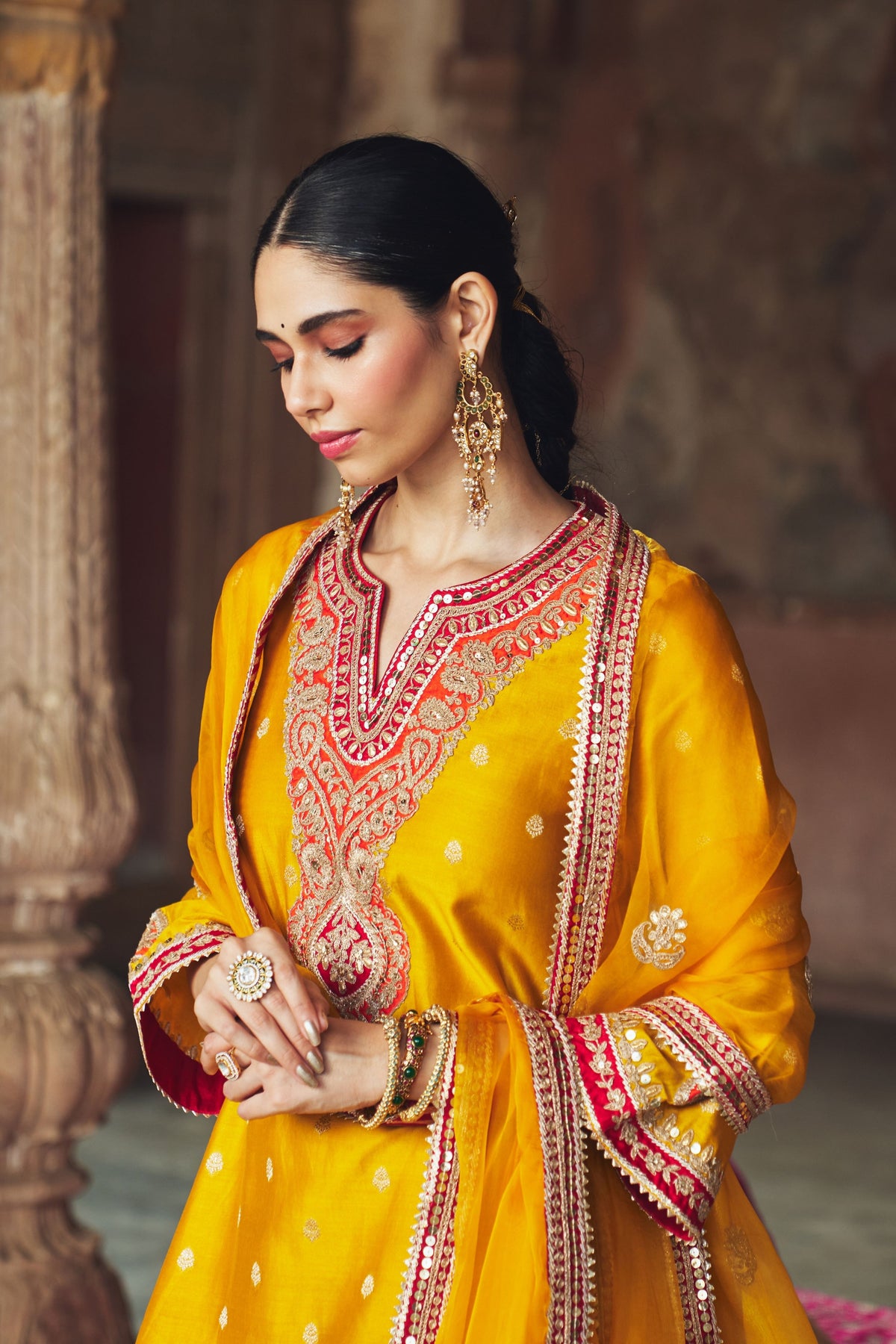 Hafsa Mustard Chauga With Salwar