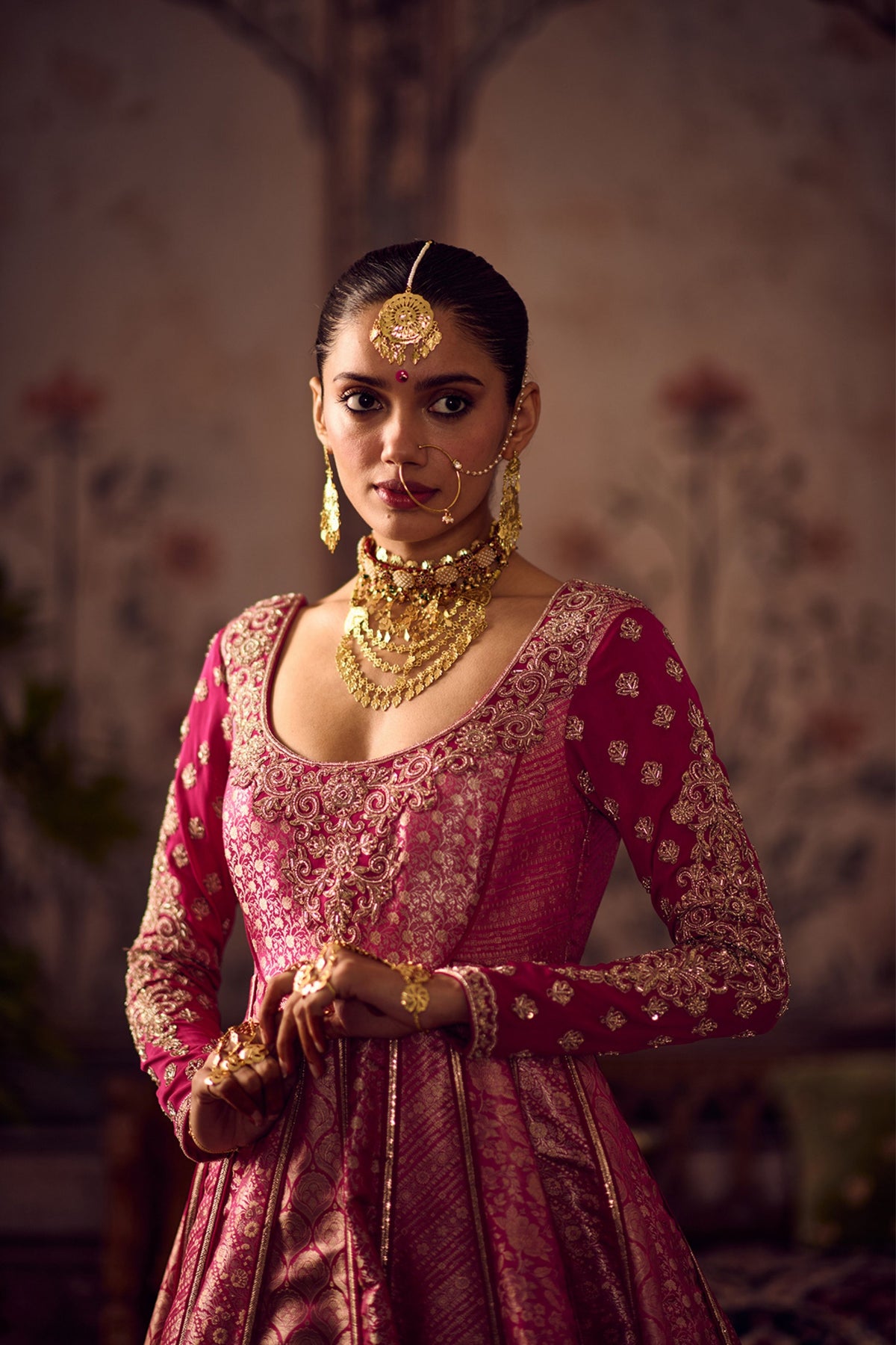 Gulabi Anarkali Kurta Odhni Set