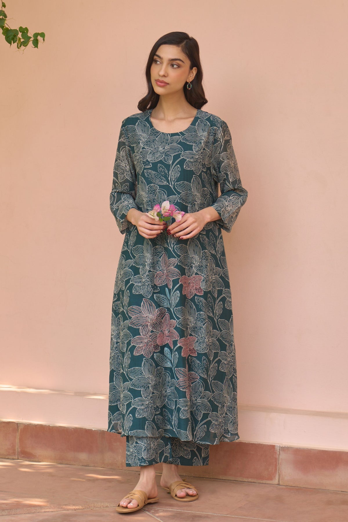 Jade Bloom Tunic Set