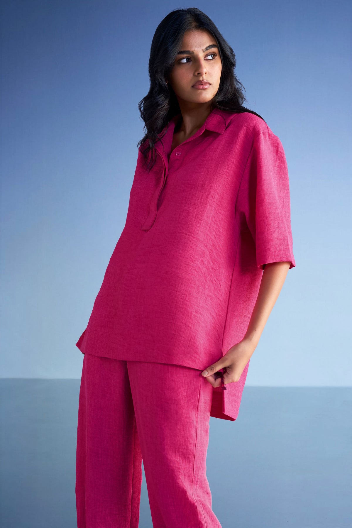 High-low Fuchsia Top