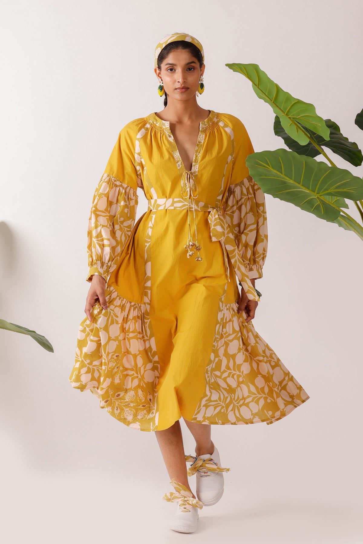 Olive Pomegranate Print Dress