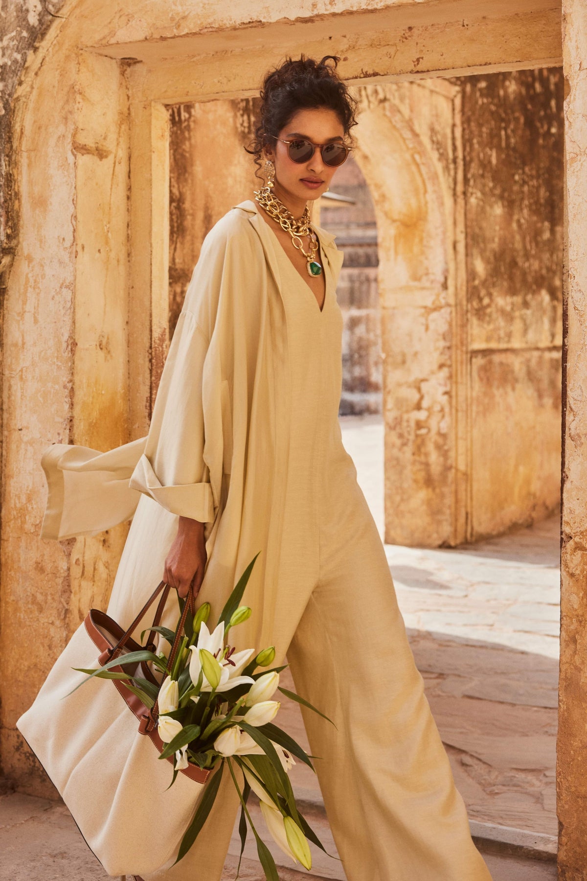 Relaxed Jumpsuit Paired With Jacket