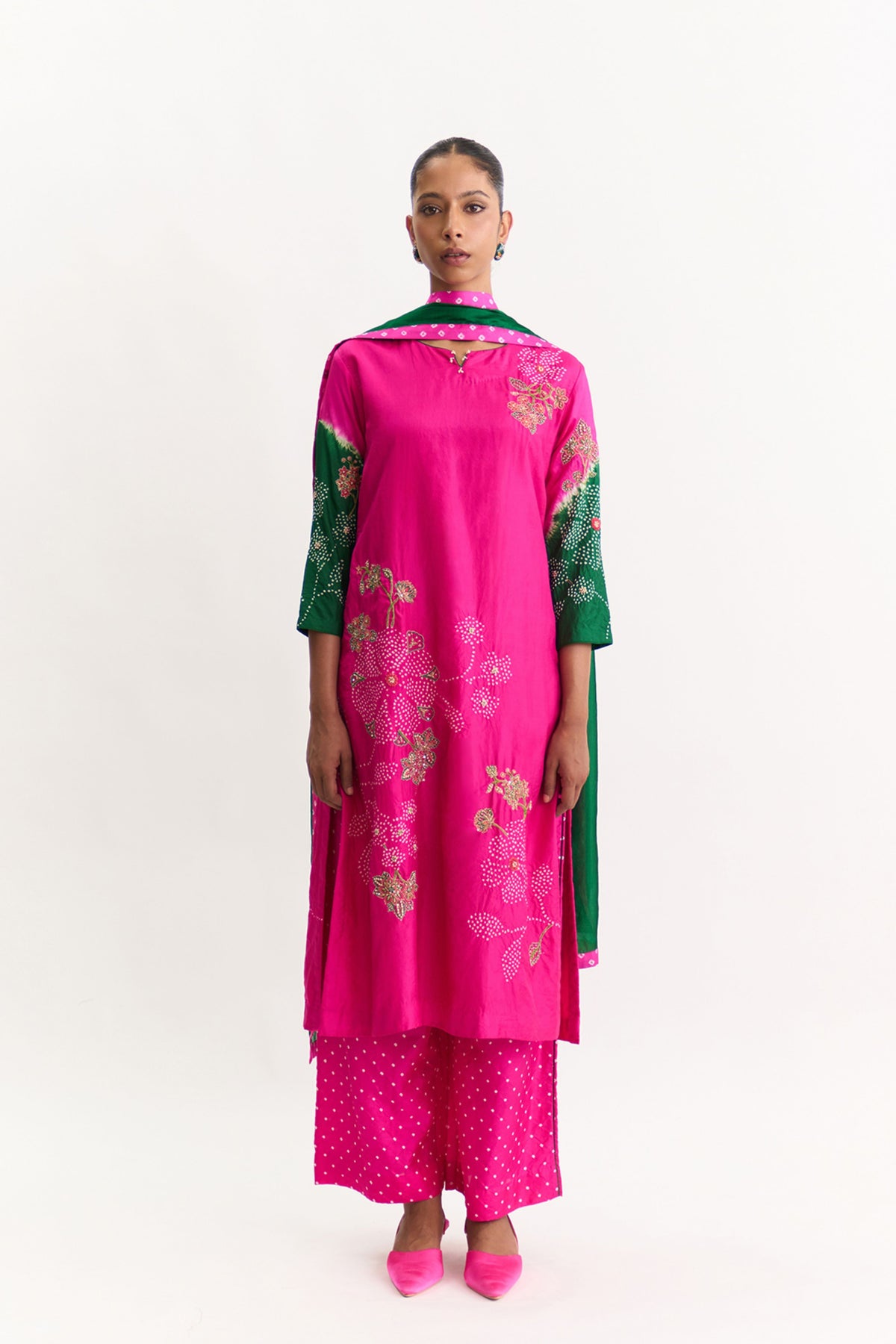 Sakura Rani Green Kurta Set